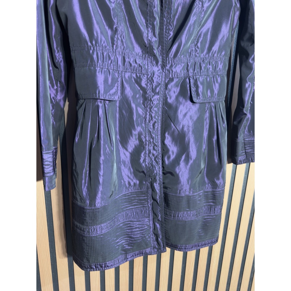 Burberry London Metallic Purple Nylon Trench Coat Jacket Made in Italy Size 6 - Picture 4 of 16